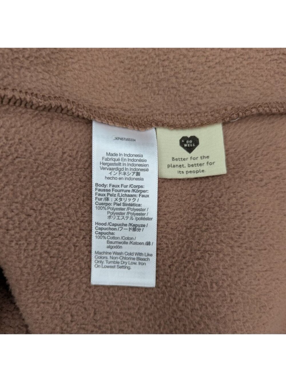 Madewell Resourced Fleece Bubble Sleeve Hoodie Sweatshirt Brown Sherpa Womens S - Picture 6 of 7